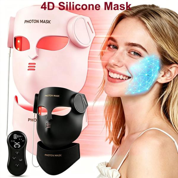 4D Silicone LED Face Mask with 272 Red Light Diodes for Face and Neck 4 Mode Rechargeable 2000mAh Battery Home Spa Device