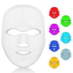 LED Face Mask With Red And Blue Light Therapy for Blemish-Prone Skin And Wrinkles, 4 Level Intensity Rechargeable Home Skincare Device HY121 White