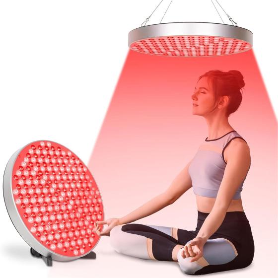 Circular Red Light Therapy Panel 660Nm 850Nm NIR for Home Skincare and Salon Use with Stand and Eye Mask 50W