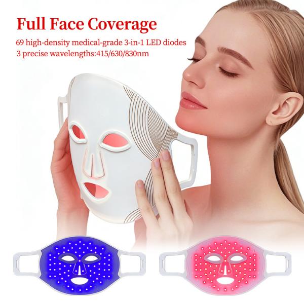 LED Face Mask — 3 Wavelengths, Red Blue &amp; Infrared
