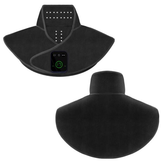 Wireless Heated Shoulder Brace with Red Light Therapy Far Infrared Heat and Massage for Neck Comfort 5000mAh Rechargeable Plush Wrap