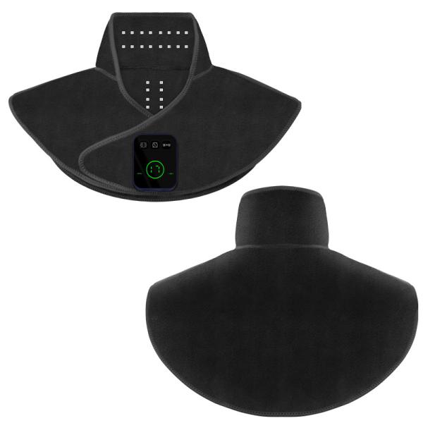 Wireless Heated Shoulder Brace with Red Light Therapy Far Infrared Heat and Massage for Neck Comfort 5000mAh Rechargeable Plush Wrap