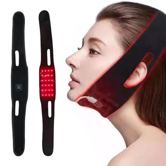 24 Bead Red Infrared Chin Heating Pad For TMJ Comfort And Jawline Tightening Portable Facial Massager 8W
