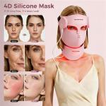 4D Silicone LED Face Mask with 272 Red Light Diodes for Face and Neck 4 Mode Rechargeable 2000mAh Battery Home Spa Device