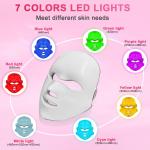 LED Face Mask With Red And Blue Light Therapy for Blemish-Prone Skin And Wrinkles, 4 Level Intensity Rechargeable Home Skincare Device HY121 White