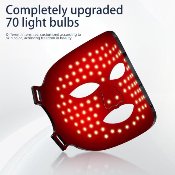 LED Silicone Face Mask 3 Mode Red Light Therapy Device Portable Home Facial Refresh Tool Rechargeable Black