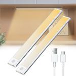 Rechargeable Motion Sensor LED Strip Light, Magnetic Self Adhesive Dimmable, Easy Install Kitchen Cabinet Lighting, 30Cm 40Cm