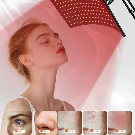 LED Light Therapy Panel 660nm 850nm Dual Wavelength Infrared Lamp with Adjustable Stand for Home Facial and Body Care 100-240V