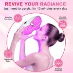 LED Face Mask With Red And Blue Light Therapy for Blemish-Prone Skin And Wrinkles, 4 Level Intensity Rechargeable Home Skincare Device HY121 White