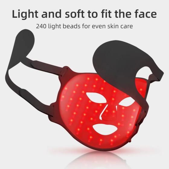 Liquid Silicone LED Face Mask with Multi-Color Light Therapy, Portable Home Facial Refresh Device, USB Rechargeable Remote Control