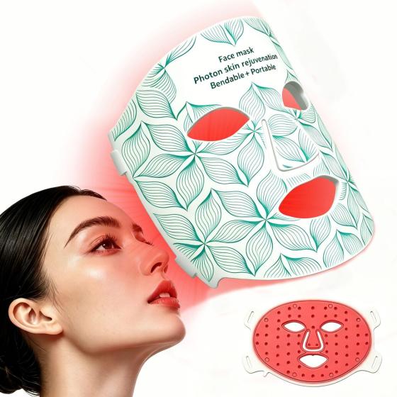 Led Face Mask Soft Silicone 8 Color Light Therapy Home Skincare Routine Usb Rechargeable Portable