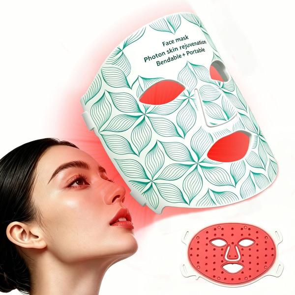 Led Face Mask Soft Silicone 8 Color Light Therapy Home Skincare Routine Usb Rechargeable Portable