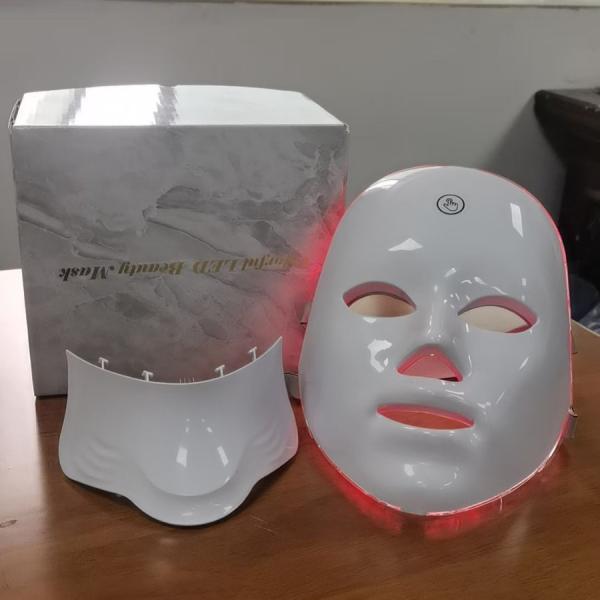 7 Color LED Face Mask for Skin Refresh, 4 Setting Light Therapy Beauty Mask for Home Care, Face and Neck Set