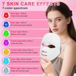 LED Face Mask With Red And Blue Light Therapy for Blemish-Prone Skin And Wrinkles, 4 Level Intensity Rechargeable Home Skincare Device HY121 White