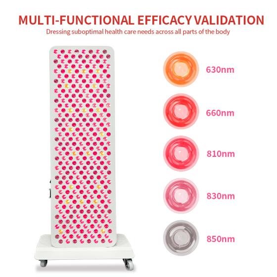 Red Light Therapy Panel 5 Wavelengths Infrared Heat for Muscle Comfort and Skin Care Home Spa Equipment 1500W with Stand
