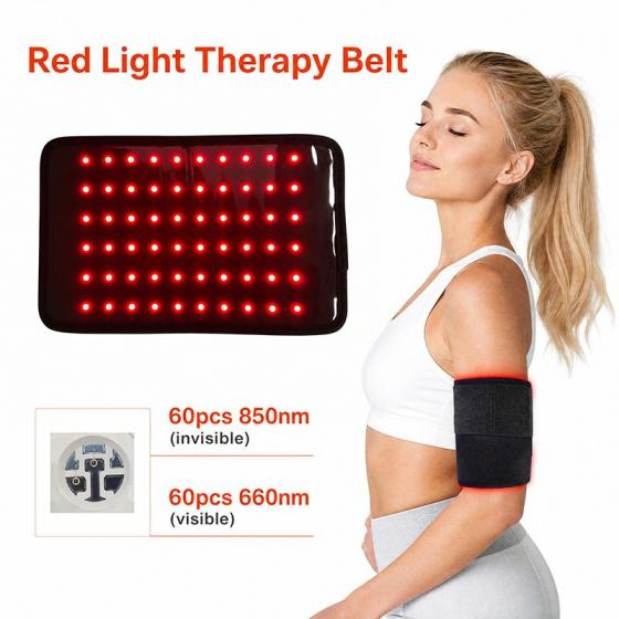 60 LED Red Light Therapy Belt, USB Rechargeable Body Care Wrap, Portable Home Office Back Support, 10W