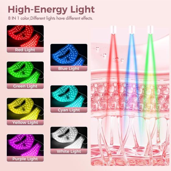 4D Silicone LED Face Mask with 272 Red Light Diodes for Face and Neck 4 Mode Rechargeable 2000mAh Battery Home Spa Device