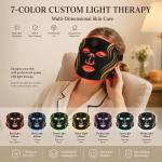 LED Face Mask with Red Light Therapy and 7 Color Spectrum, Silicone Material for Home Skincare, IPX7 Waterproof Rechargeable Beauty Tool