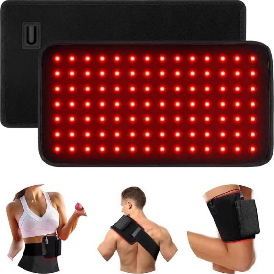 120 LED Red Light Therapy Pad with Infrared Heat and Vibration for Shoulder & Leg Comfort Adjustable Intensity 20W
