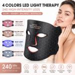 Liquid Silicone LED Face Mask with Multi-Color Light Therapy, Portable Home Facial Refresh Device, USB Rechargeable Remote Control