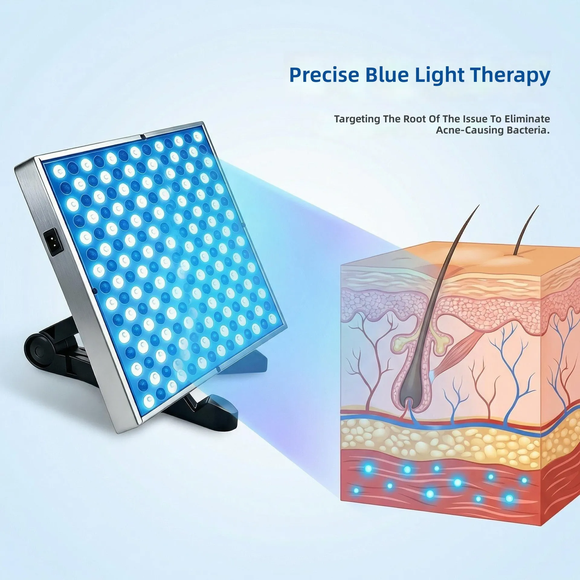 225 Led Tanning Lamp with 460nm Blue Light, Dimmable Sunbed Panel for Home Salon Use, Stand Mounted with Us Eu Uk Au Plugs