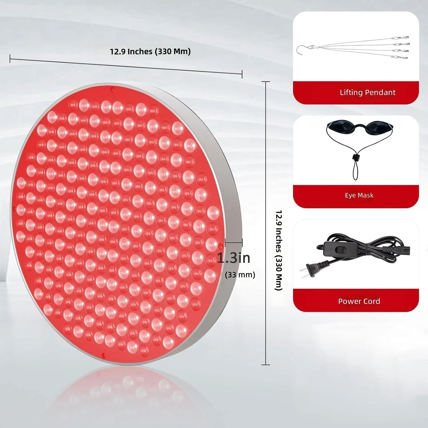 Circular Red Light Therapy Panel 660Nm 850Nm NIR for Home Skincare and Salon Use with Stand and Eye Mask 50W