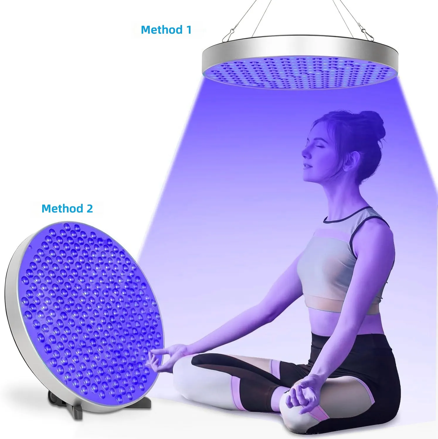 Circular Red Light Therapy Panel 660Nm 850Nm NIR for Home Skincare and Salon Use with Stand and Eye Mask 50W