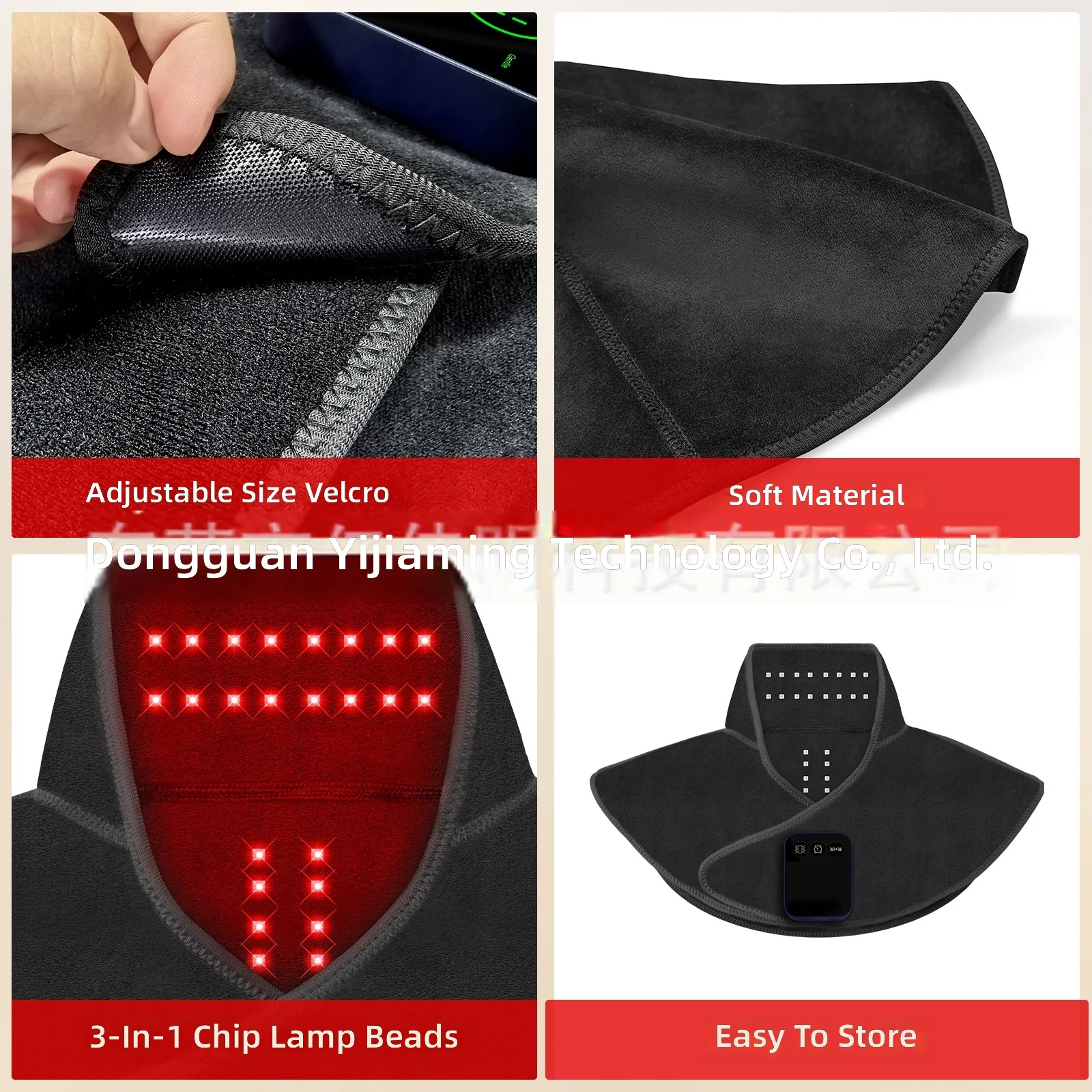 Wireless Heated Shoulder Brace with Red Light Therapy Far Infrared Heat and Massage for Neck Comfort 5000mAh Rechargeable Plush Wrap
