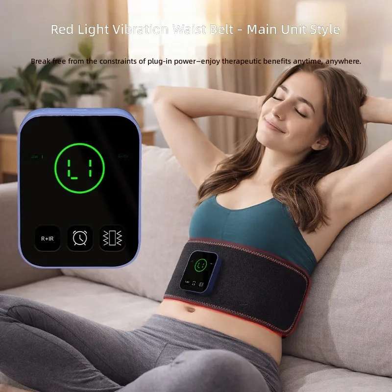 Far Infrared Red Light Waist Heating Belt, 3 Level Smart Temp Control Plush Lower Back Warmer, L Size Fits 40-55 Inch