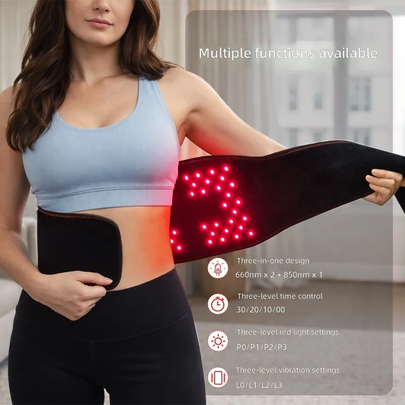Far Infrared Red Light Waist Heating Belt, 3 Level Smart Temp Control Plush Lower Back Warmer, L Size Fits 40-55 Inch