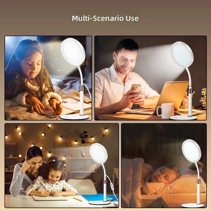 10000 Lux Light Therapy Lamp Adjustable Warm Cool Sunlight for Home Desk Use Seasonal Mood Support and Sleep Aid