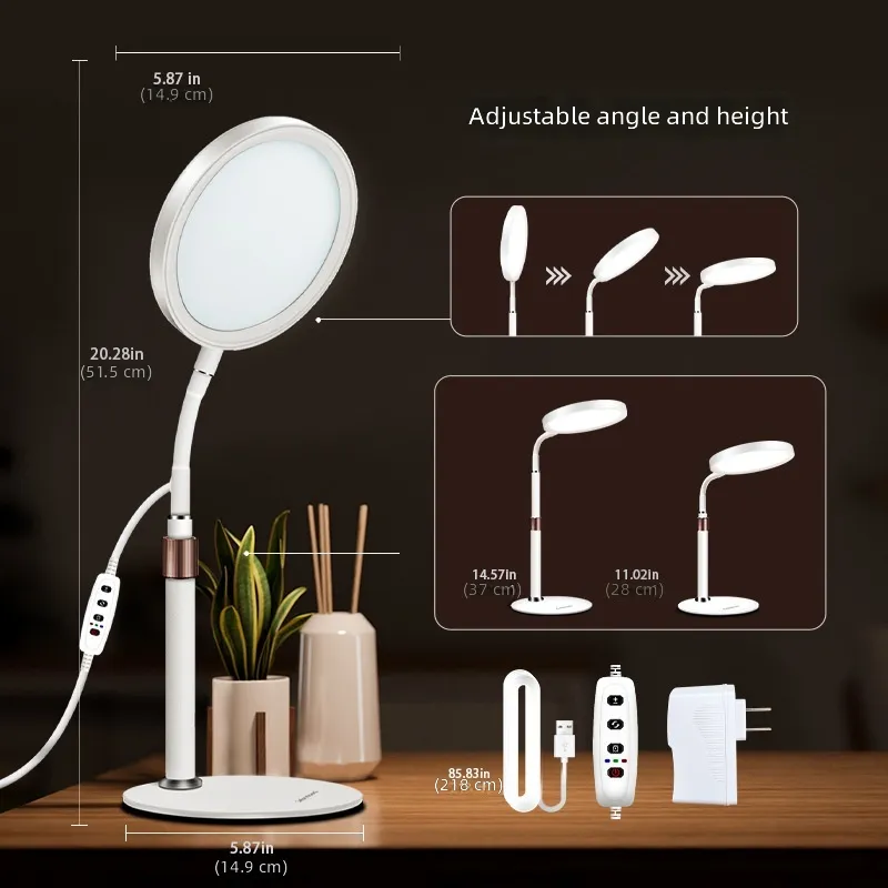 10000 Lux Light Therapy Lamp Adjustable Warm Cool Sunlight for Home Desk Use Seasonal Mood Support and Sleep Aid