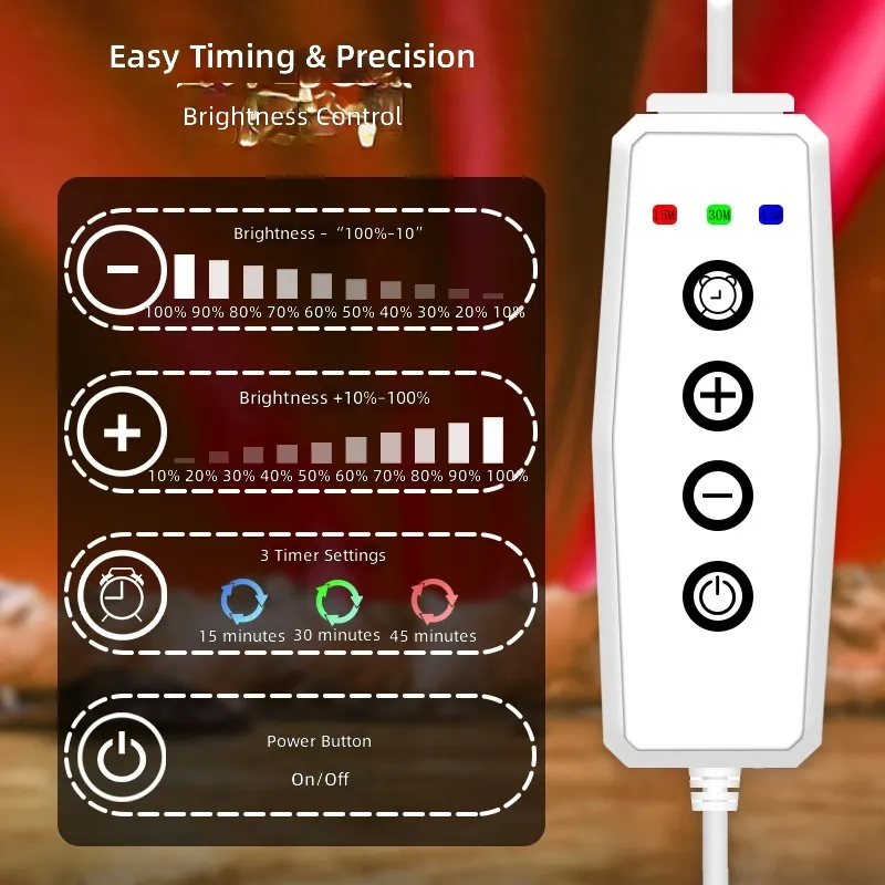 Red Light Therapy Device 140 LED 660nm Wavelength For Home Facial Anti Fine Line And Skin Firming White With Us Uk Eu Plugs