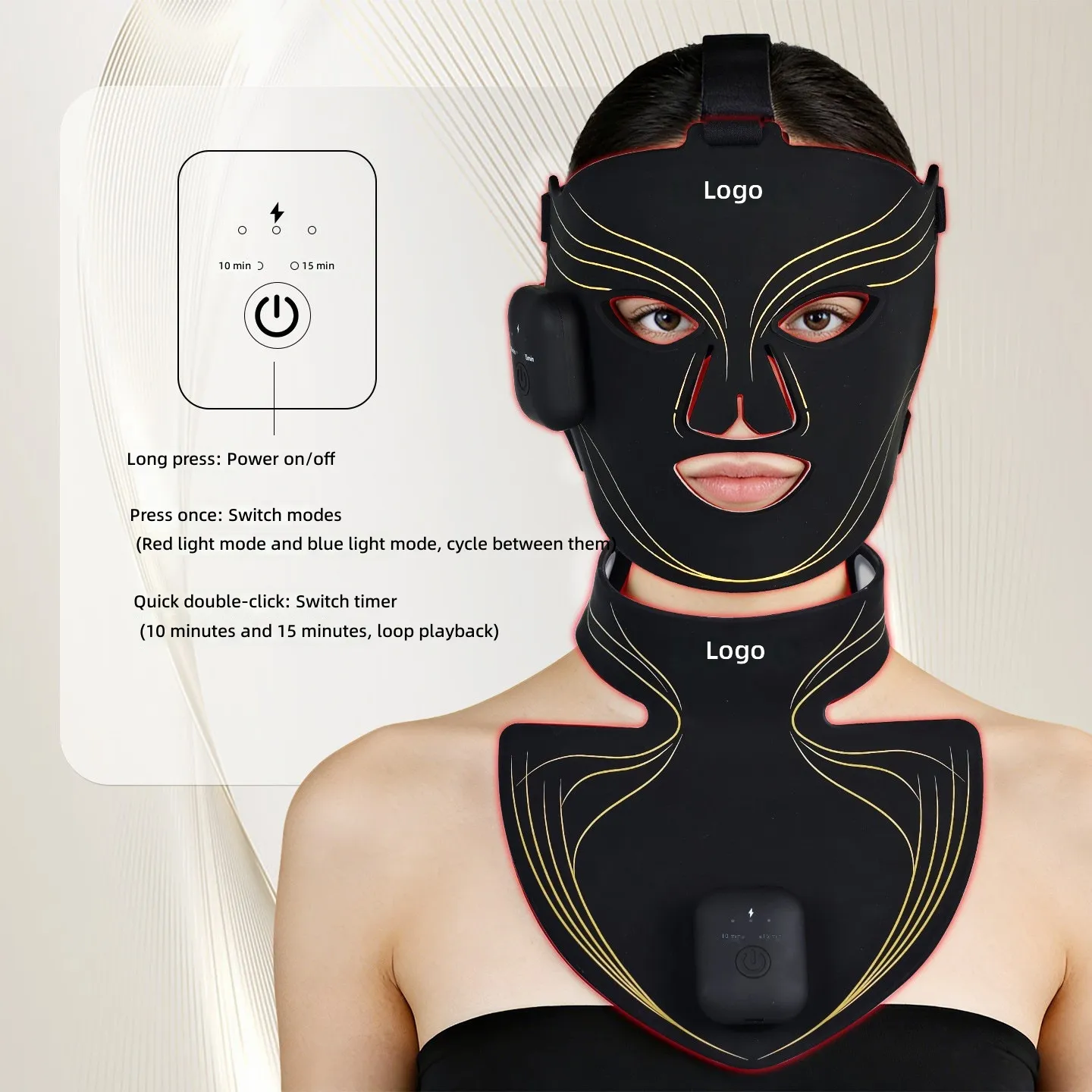 LED Face Mask — Red &amp; Blue Light, Food-Grade Silicone