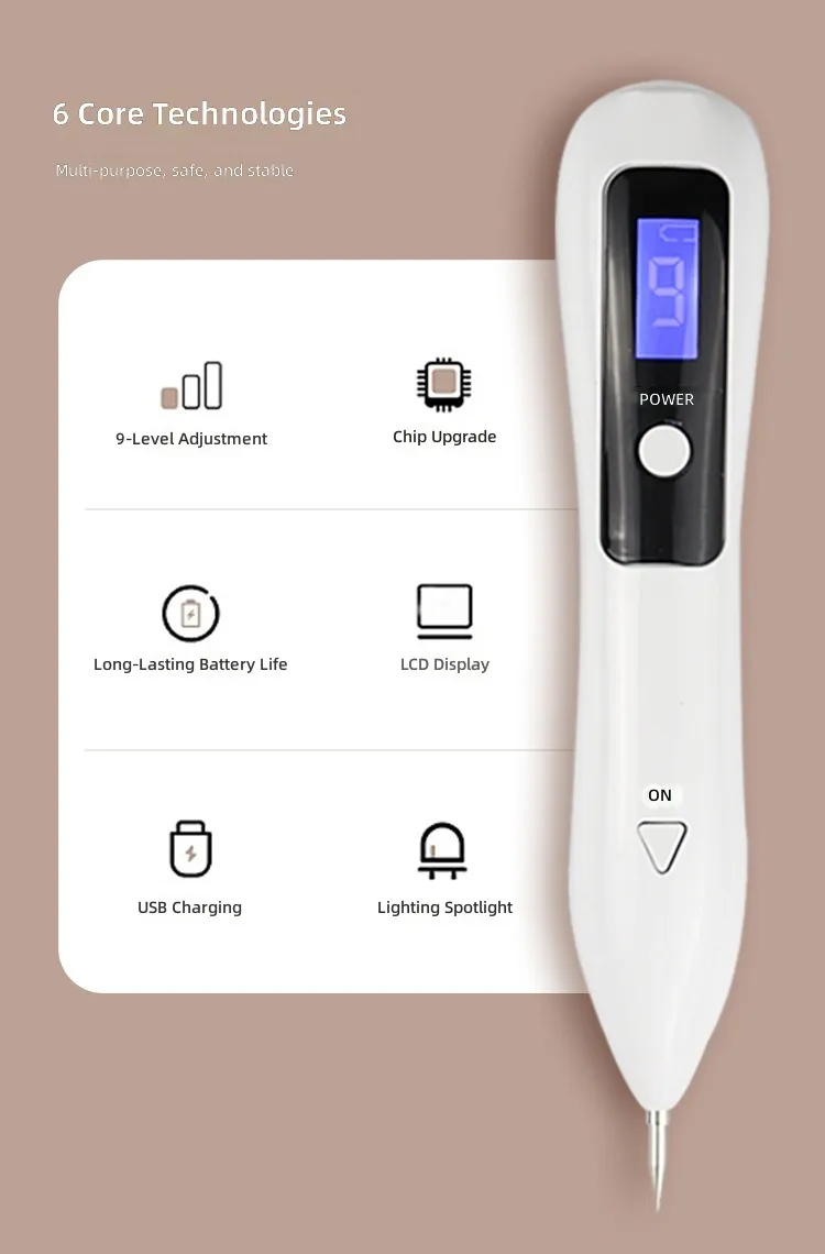 9 Level Adjustable Skin Care Pen, Portable Plasma Ion Technology for Home Use, USB Powered Facial Care Device