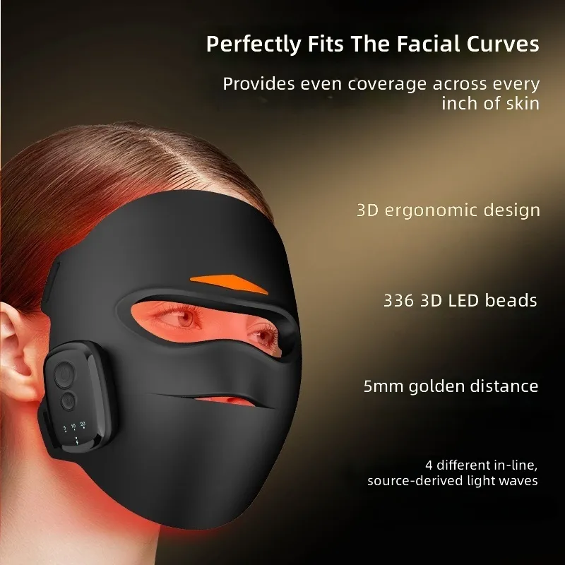 LED Face Mask, Wireless Magnetic Design With 3 Color Modes For Home Skincare And Skin Refresh, USB Rechargeable